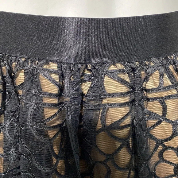 Bebe NEW Whimsigoth Black Nude Mesh Overlay Fairygoth Layered Skirt M - Picture 9 of 12